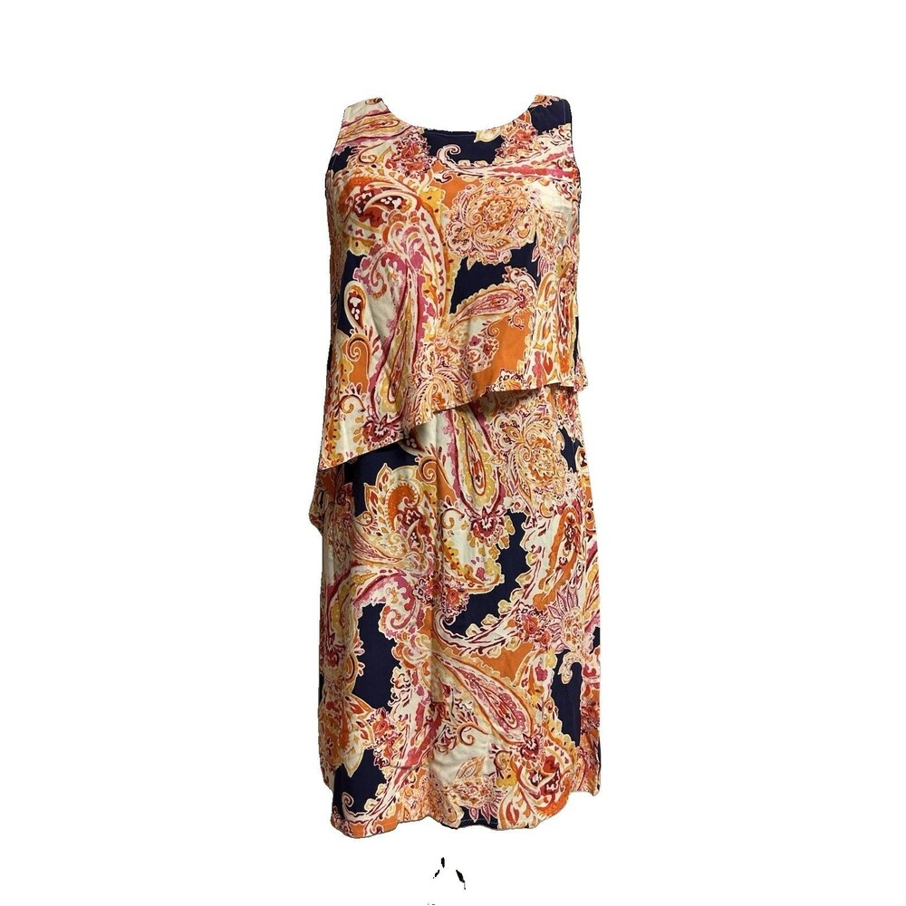 J. Jill Womens Petite XS Shift Dress Layered Sleeveless Pullover Multi Color